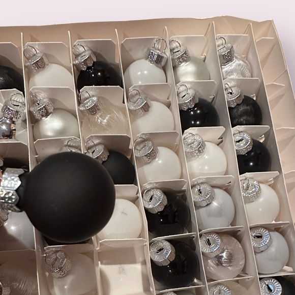 Elegant Black and White Set of 49 Mini Round Glass Ornaments Target Brand - Picture 6 of 11